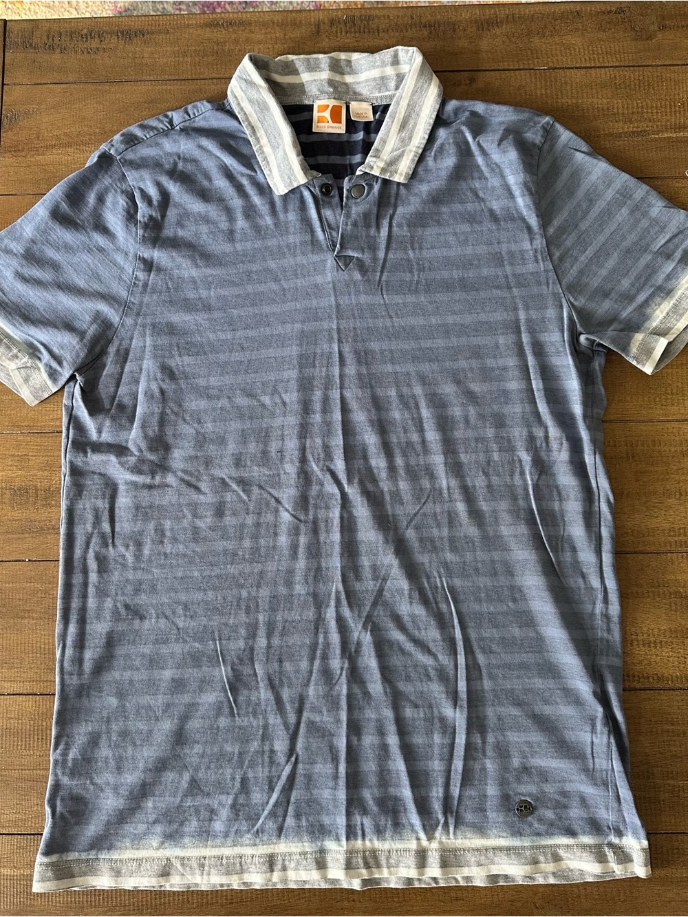 BOSS ORANGE Men’s Striped Polo Shirt Size Large L